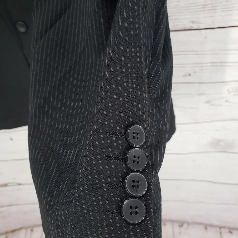 Perry Ellis Portfolio Men's Black Pinstriped 2Buttons Sportscoat Blazer 46L